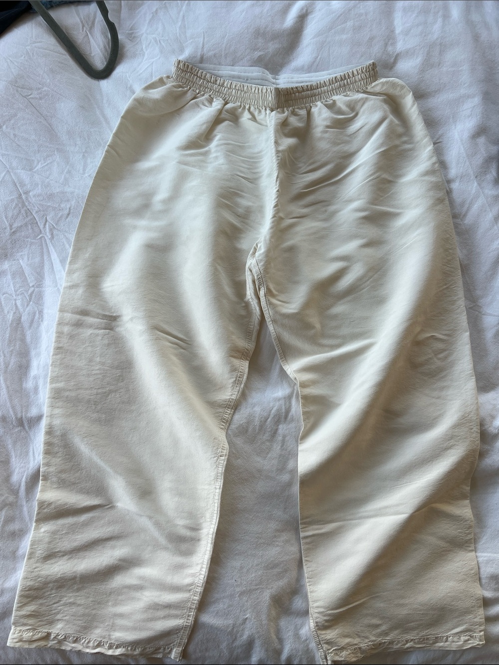 Chelsea Mak Cream ivory Elastic-Waist Wide Leg Pants in silk